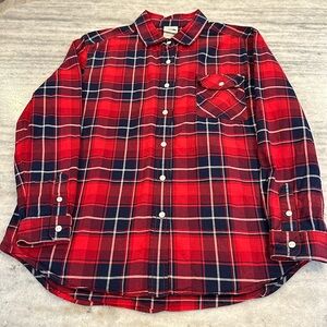 Women’s The North Face Red Plaid Button Down Shirt, Size Medium (M)